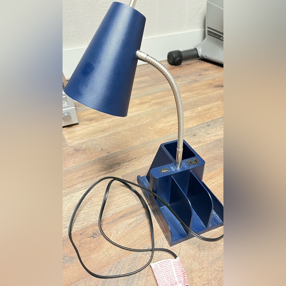 Blue Desk Lamp with USB Ports